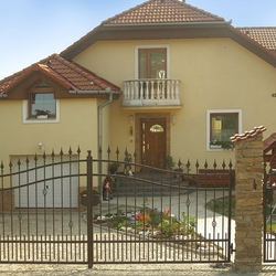 Schmiedeeisernes Tor und Pforte mit Zapfen und Spitzen – hochwertige Zäune Schmiedeeisernes Tor und Pforte mit Zapfen und Spitzen – hochwertige Zäune