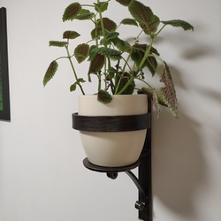 Geschmiedeter Blumen-Wandhalter im Innenraum Geschmiedeter Blumen-Wandhalter im Innenraum